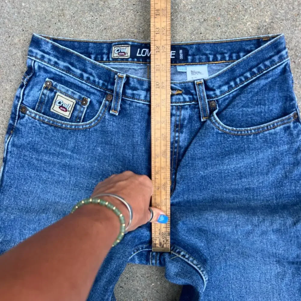 Y2K Cruel Girl 11 Long Low Rise Relaxed Fit Boot Cut Blue Jeans Cowgirl Western
